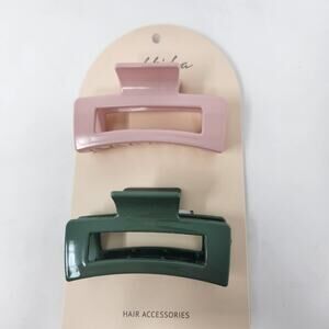 Ettika Claw Clips Hair Accessories Set of 2 New in Package Light Pink Green